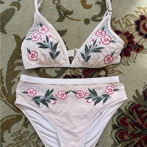 Gianni Bini Pink Floral Embroidered Swimwear
